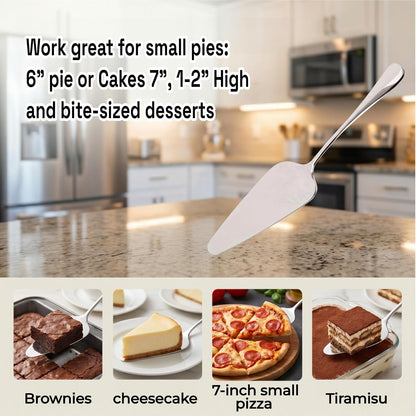 KSENDALO 2 Pack Small Cake Pie Server for Wedding, Birthday, Party, Silver