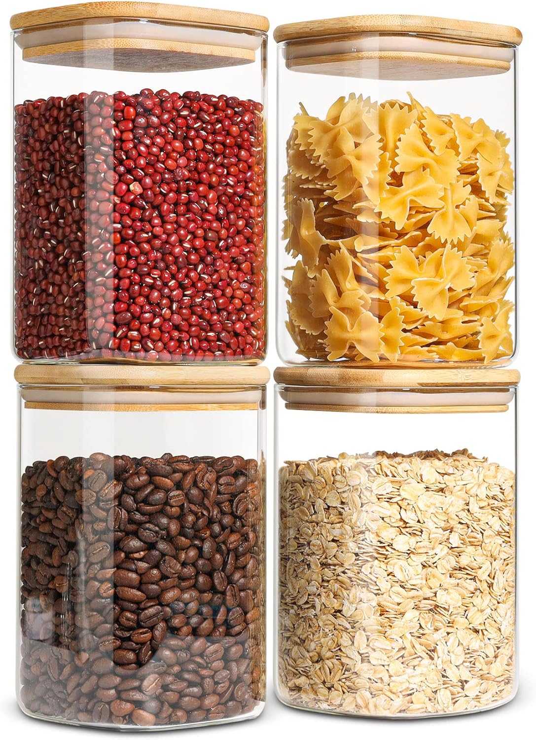 ComSaf 2Pcs Large Glass Storage Containers with Lids 4Qt, 1 Gallon Wide Mouth Flour Sugar Storage Containers, Large Capacity and Sealed for Rice, Cereal, Oat, Easy Clean and Scoop, Pantry Organization