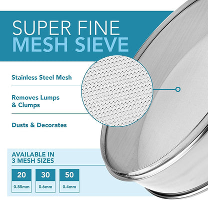 Vollum Stainless Steel Flour Sifter Fine Mesh Baking Sieve