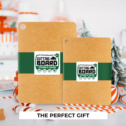 Freshware Wood Cutting Boards for Kitchen, Juice Groove, Non-Slip Silicone Feet, Dishwasher Safe, Medium 12" x 9" and Large, 15" x 11.25", Set of 2, Natural