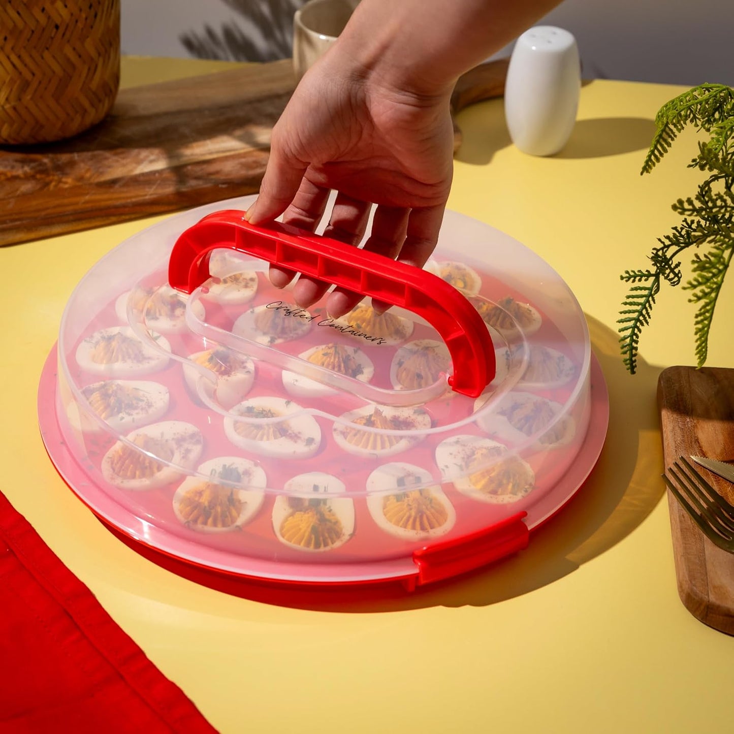 Deviled Egg Containers with Lid & Handles, 22-Count Portable Carrier, Dishwasher Safe Tray, Refrigerator Storage, High-Capacity Trays Deviled Egg Holder - Blue