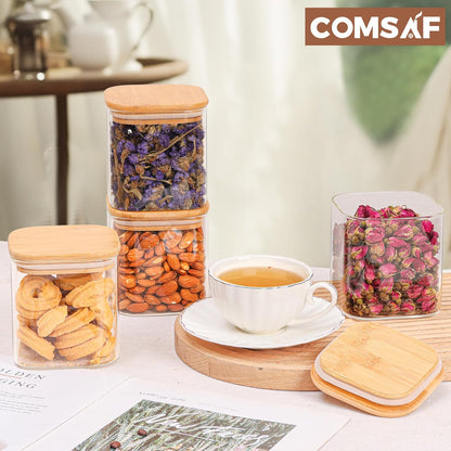 ComSaf 2Pcs Large Glass Storage Containers with Lids 4Qt, 1 Gallon Wide Mouth Flour Sugar Storage Containers, Large Capacity and Sealed for Rice, Cereal, Oat, Easy Clean and Scoop, Pantry Organization