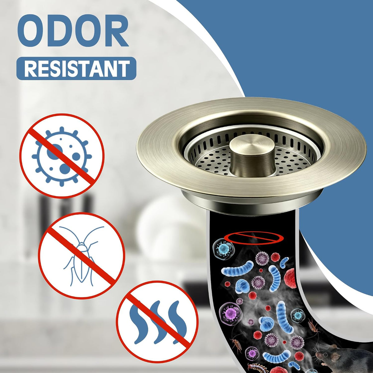 TGOSOMT Kitchen Sink Drain Strainer Stopper