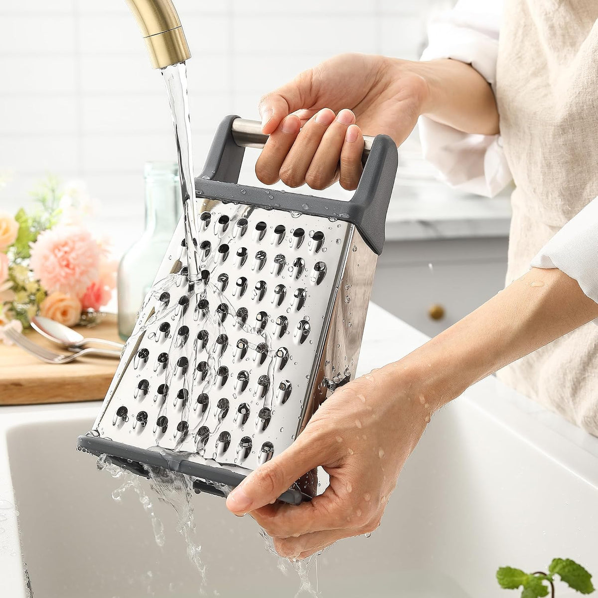 Spring Chef Stainless Steel XL Cheese Grater for Kitchen, Green