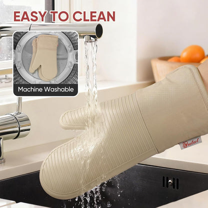 Yutat Silicone Oven Mitts - Oven Mitts and Pot Holders Sets Made of Non-Slip & BPA-Free Silicone, High Heat Resistant 500 Degrees, Perfect for Kitchen Cooking Baking BBQ, Peak Green