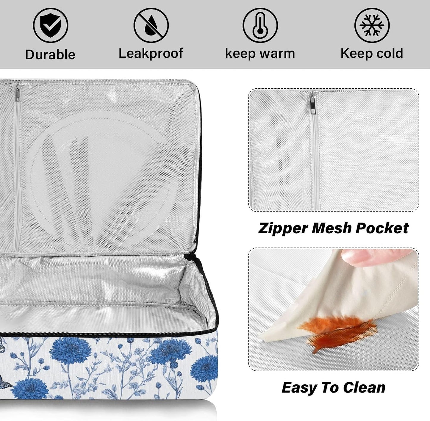 Casserole Carriers for Hot or Cold Food Reusable Casserole Dish Carrier Insulated Thermal Large Capacity Durable Perfect for Party Camping Family Gatherings Yellow Fish - Colors B
