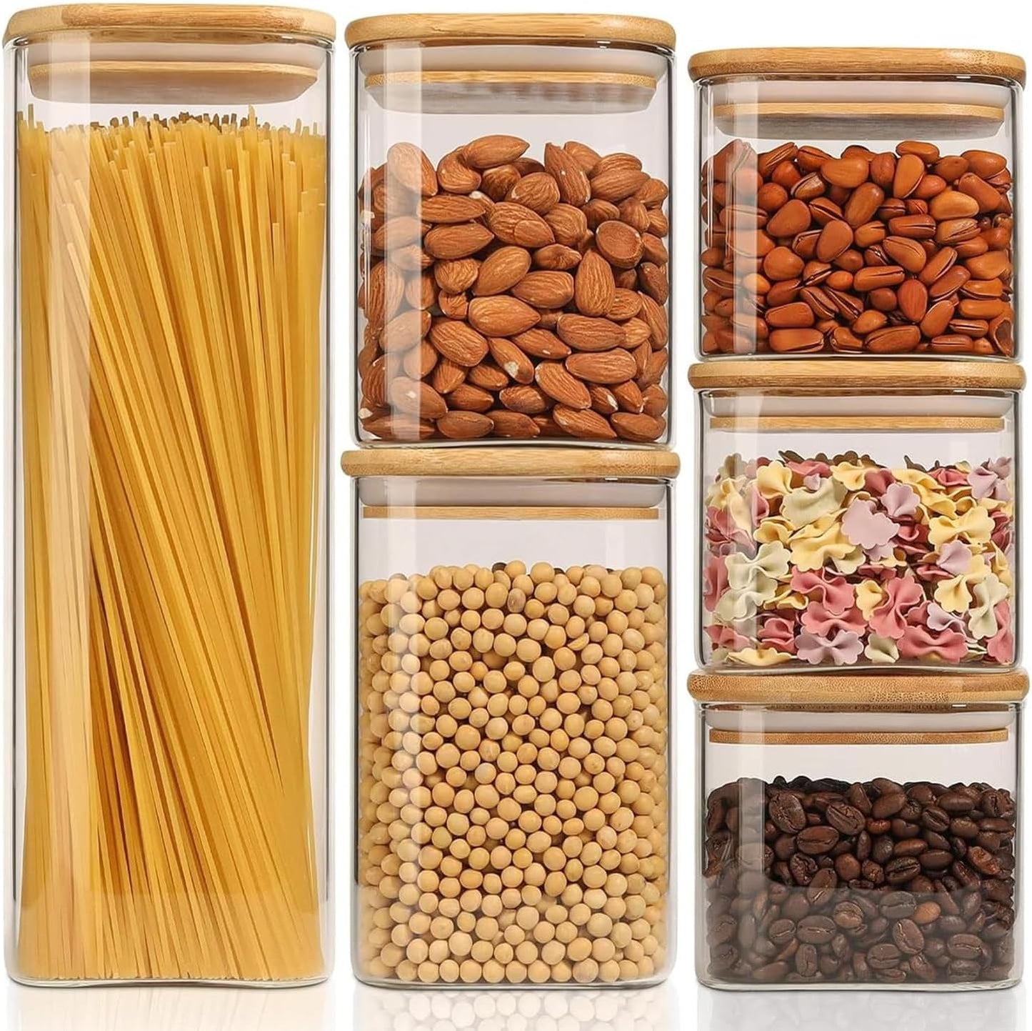 ComSaf 2Pcs Large Glass Storage Containers with Lids 4Qt, 1 Gallon Wide Mouth Flour Sugar Storage Containers, Large Capacity and Sealed for Rice, Cereal, Oat, Easy Clean and Scoop, Pantry Organization