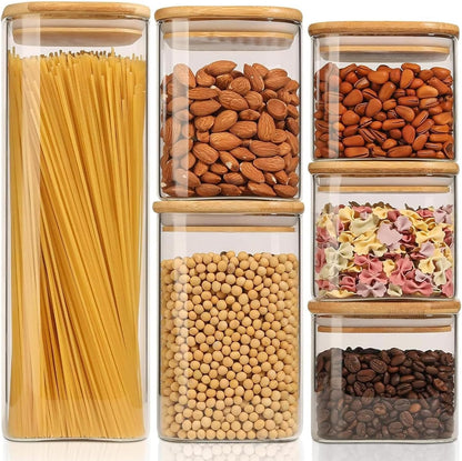 ComSaf 2Pcs Large Glass Storage Containers with Lids 4Qt, 1 Gallon Wide Mouth Flour Sugar Storage Containers, Large Capacity and Sealed for Rice, Cereal, Oat, Easy Clean and Scoop, Pantry Organization
