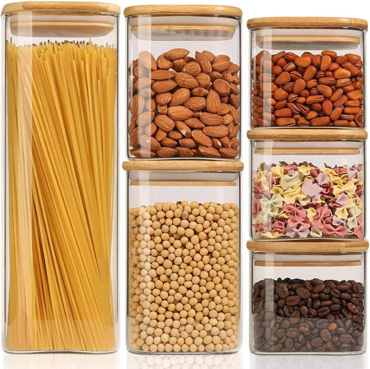 ComSaf 2Pcs Large Glass Storage Containers with Lids 4Qt, 1 Gallon Wide Mouth Flour Sugar Storage Containers, Large Capacity and Sealed for Rice, Cereal, Oat, Easy Clean and Scoop, Pantry Organization