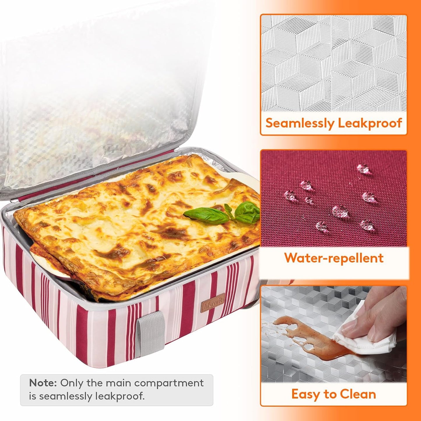 Lifewit Insulated Double Decker Casserole Carrier for Hot or Cold Food, Casserole Dish Carrying Case, Lasagna Holder for Potluck Parties, Picnic and Cookouts, Fits 9"x13" Baking Dish, Grey