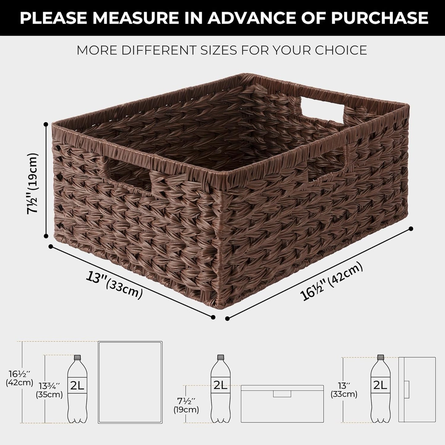 GRANNY SAYS Wicker Storage Baskets for Shelves, Water Hyacinth Basket with Scalloped Edge, Storage Wicker Baskets for Pantry, Large, 2-Pack
