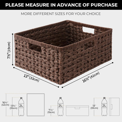 GRANNY SAYS Wicker Storage Baskets for Shelves, Water Hyacinth Basket with Scalloped Edge, Storage Wicker Baskets for Pantry, Large, 2-Pack