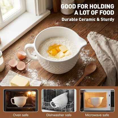 Cofun Ceramic Mixer Bowl for KitchenAid, Compatible with All KitchenAid 4.5-5 Qt Tilt-Head Stand Mixers, Mixing Bowl with Handle & Pour Spout, Oven/Microwave/Dishwasher Safe
