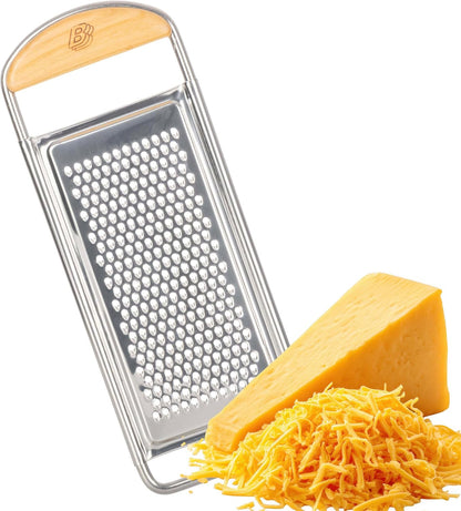 Handheld Mandoline Slicer for Kitchen - Stainless Steel Flat Mandolin with Cherrywood Handle - Julienne Cutter for Vegetable and Fruits - Italian Made Kitchen Gadgets by Kings County Tools