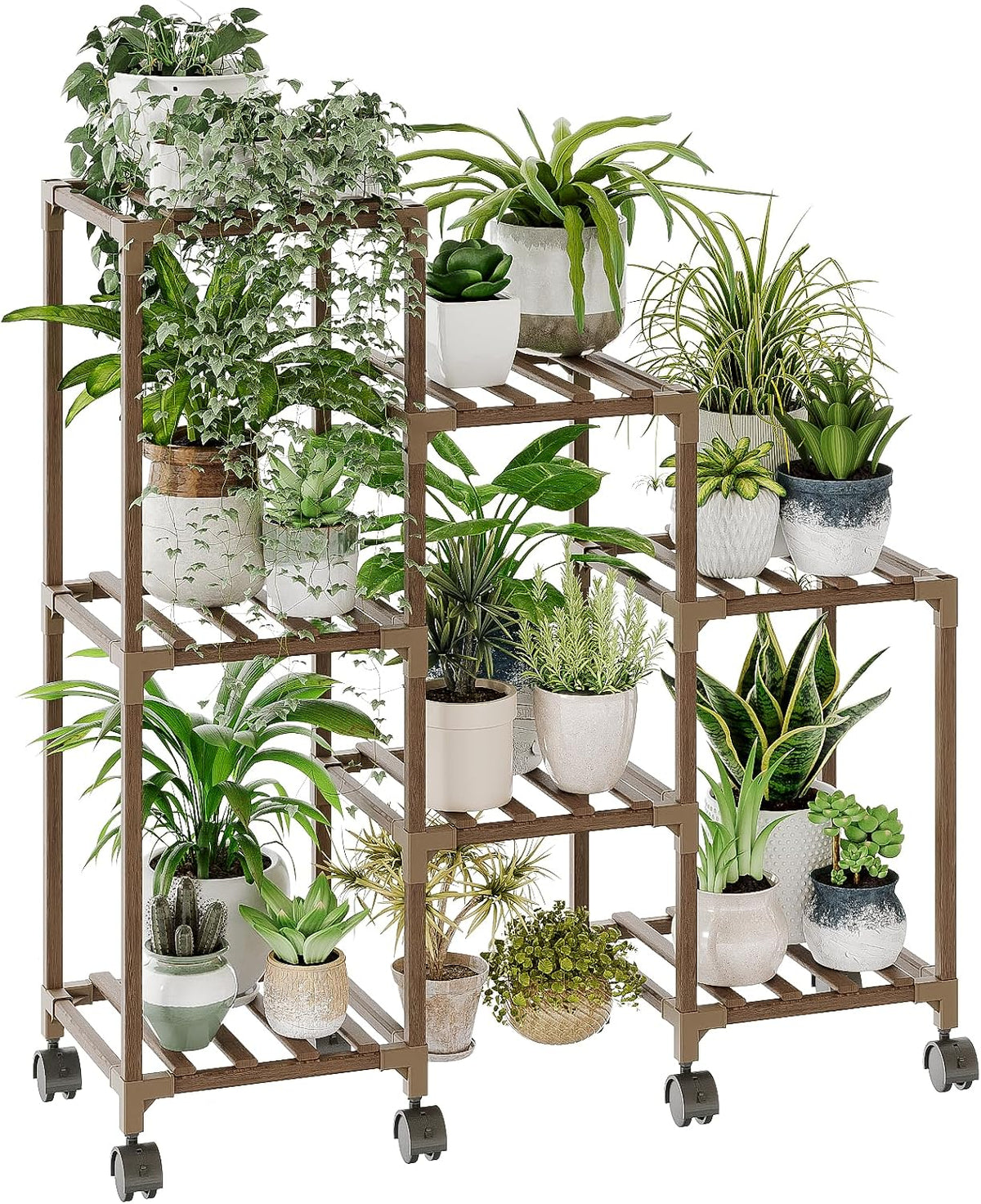 Bamworld Plant Stand Indoor Plant Shelf Outdoor Wood Plant Rack
