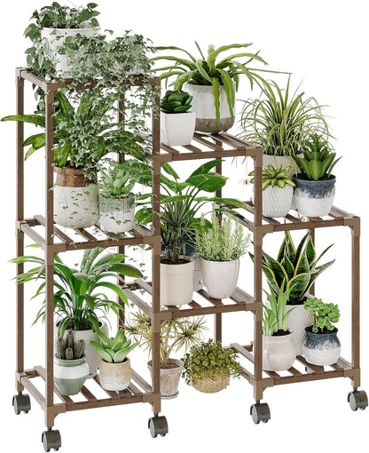 Bamworld Plant Stand Indoor Plant Shelf Outdoor Wood Plant Rack