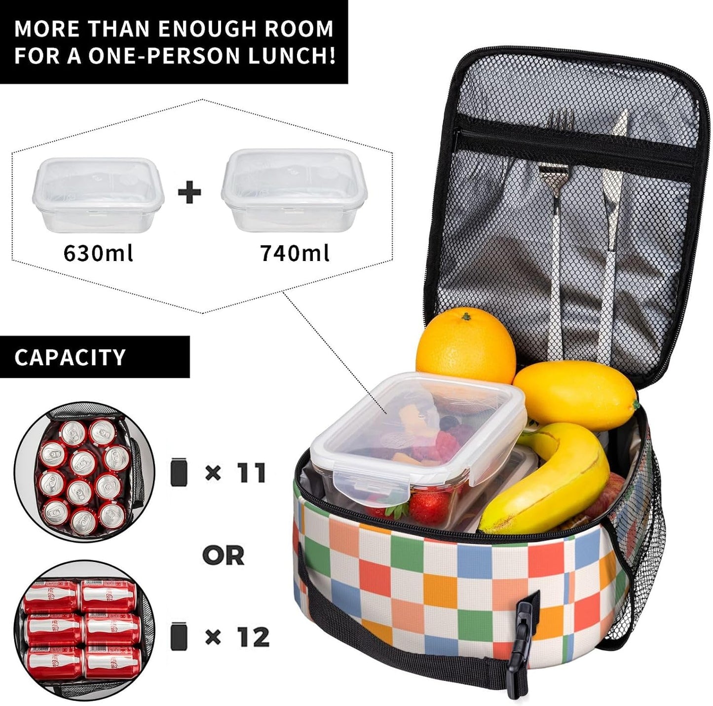 70s Retro Mushroom Floral Insulated Lunch Bag Reusable Cooler Lunch Box Portable Leakproof Thermal Container Tote Bags for Girls Boys School Travel