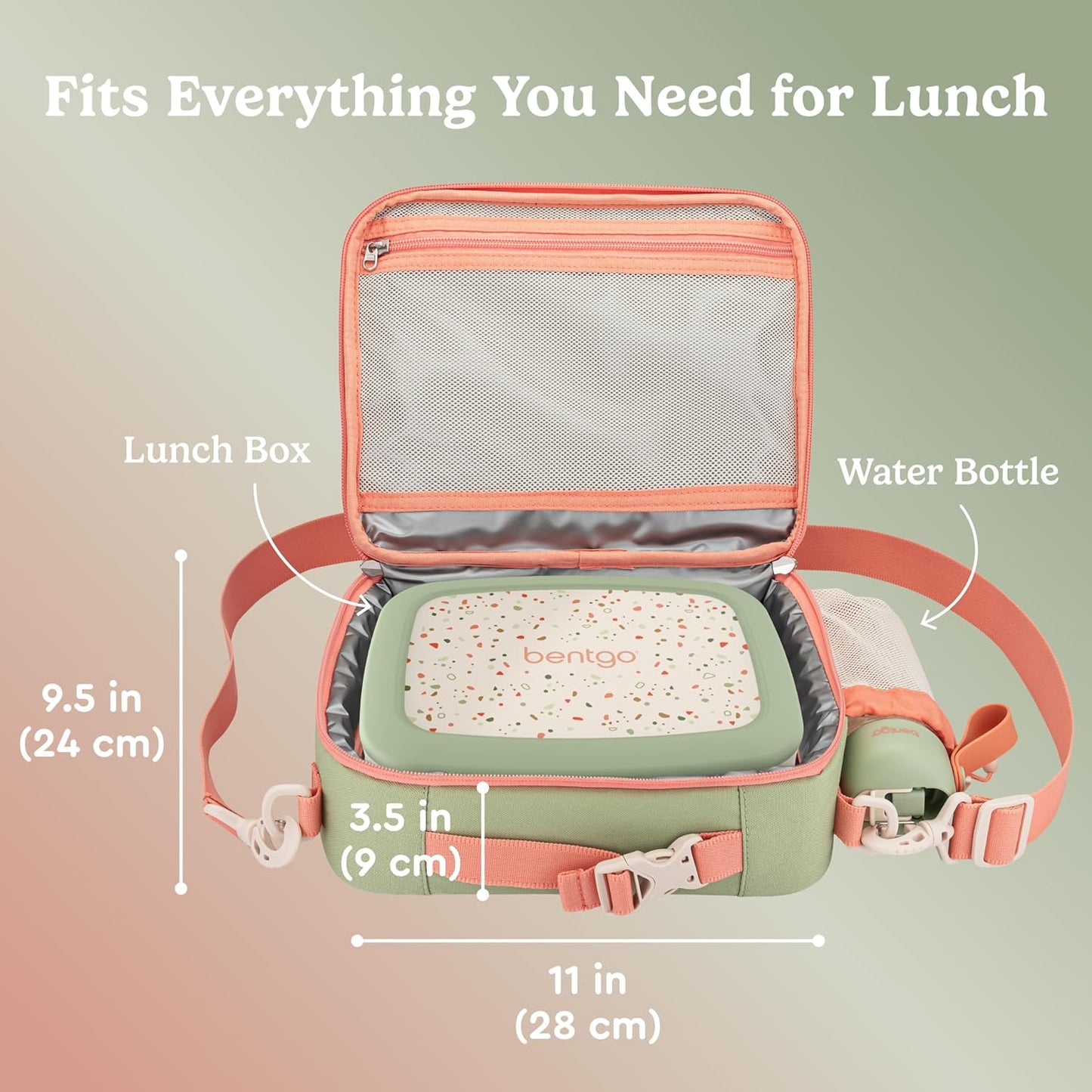Bentgo Kids Lunch Bag - Durable, Double-Insulated Lunch Bag for Kids 3+; Holds Lunch Box, Water Bottle, & Snacks; Easy-Clean Water-Resistant Fabric & Multiple Zippered Pockets (Mermaid)