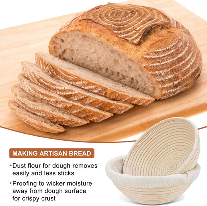 Sourdough Banneton Bread Proofing Basket Set of 2, 9'' Round