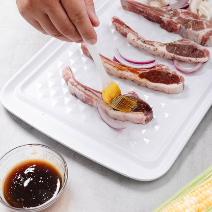 BBQ Tray for Raw Meat Prep and Cooked Food, Grill Prep and Serve Trays, Melamine Serving Trays and Platters for Food, Unbreakable Party Tray, Set of 2, Black and Red
