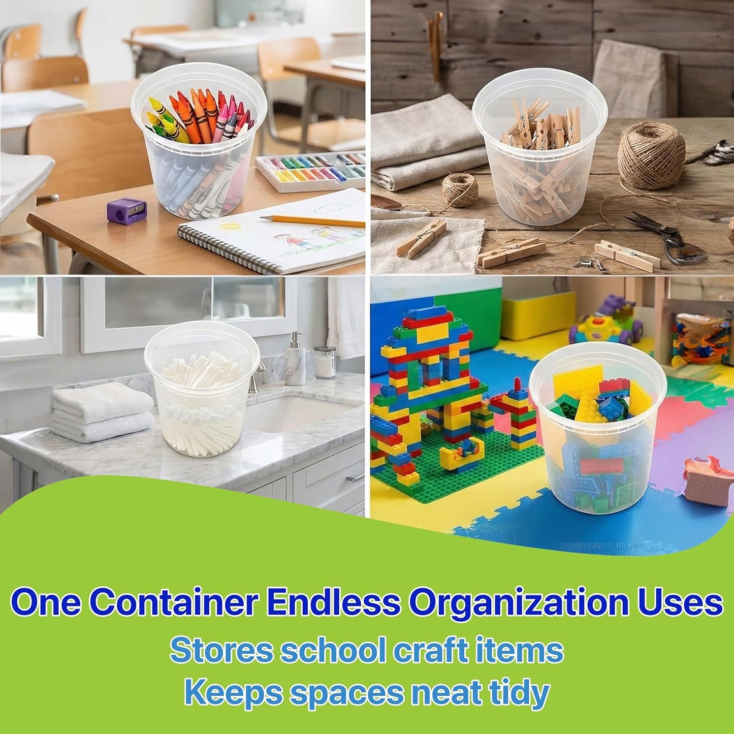 Food Storage Containers [10 Set] x [32 oz] Plastic Deli Containers with Lids Soup Meal Prep Containers | BPA Free | Stackable | Leakproof | Microwave/Dishwasher/Freezer Safe (10 Set, 32 oz)