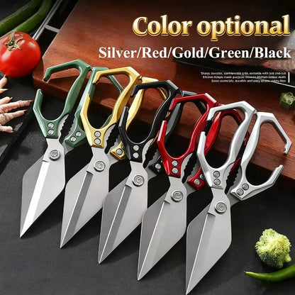 Multifunctional Heavy Duty Kitchen Shears,Kitchen Shears for Cutting Chicken,Kitchen Scissors for Food, Japanese High-Carbon Steel Culinary Poultry Shears, for Chicken,Meat,Fish,Bone Cutting(Silver)