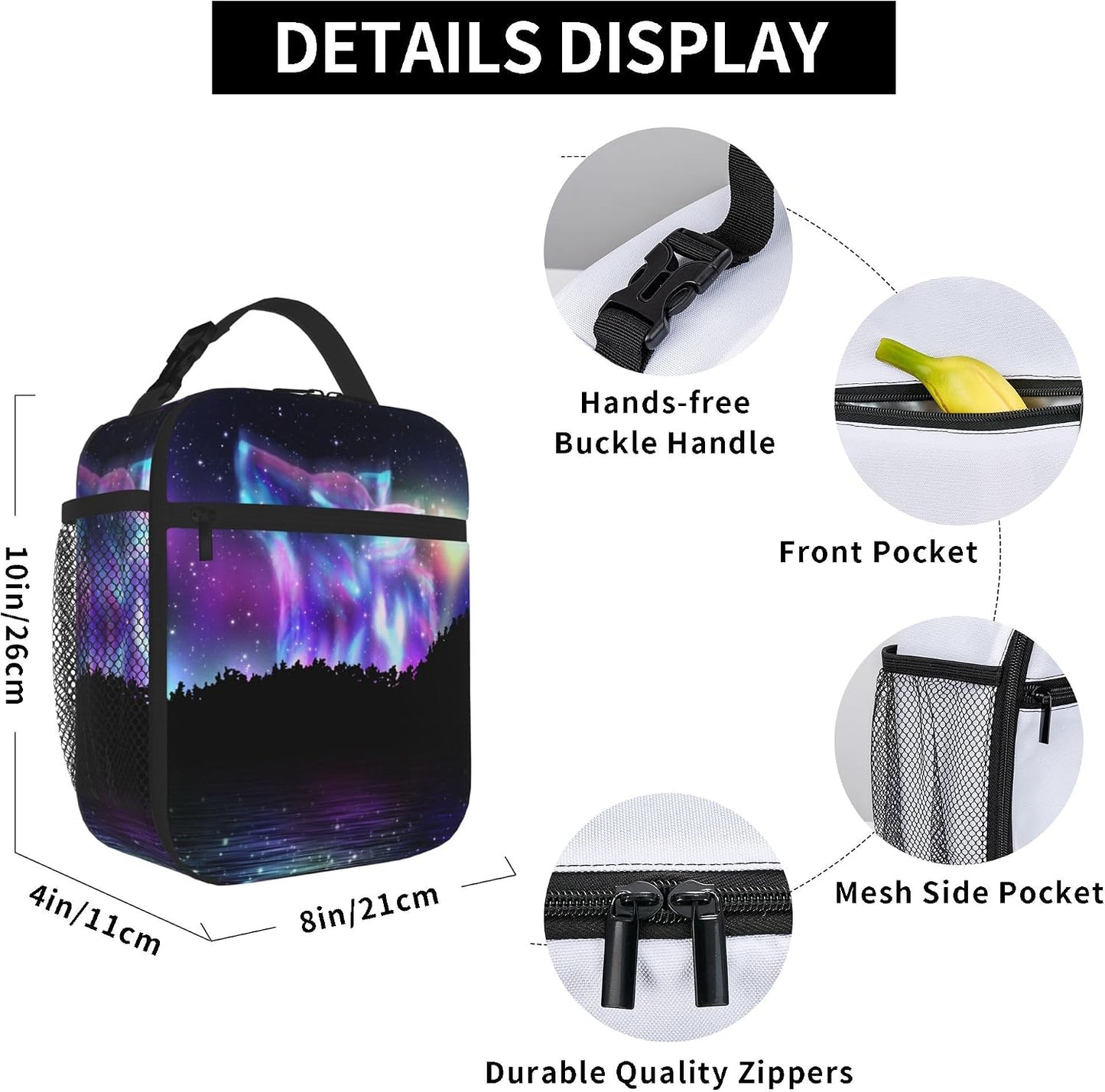 Dinosaur Volcano Insulated Lunch Bag for Women & Men, Reusable Leak-Proof Lunch Box with Cooler Compartment, Lunch Tote for Adults Work Travel Picnic Durable & Washable