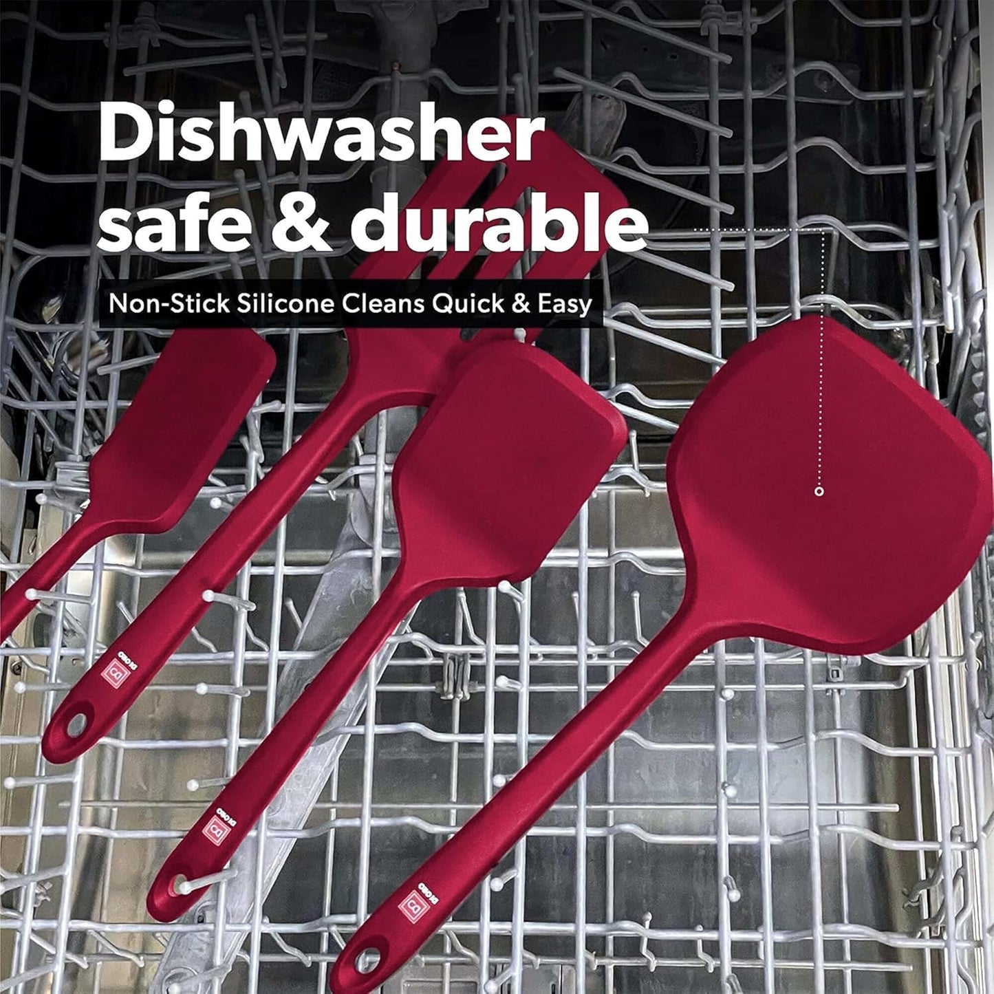 DI ORO Silicone Turner Spatula Set - Kitchen Spatulas for Nonstick Cookware - Cooking Utensils for Flipping Eggs & Pancakes - 600°F Heat-Resistant BPA Free Turners - Dishwasher Safe (4pc, Black)
