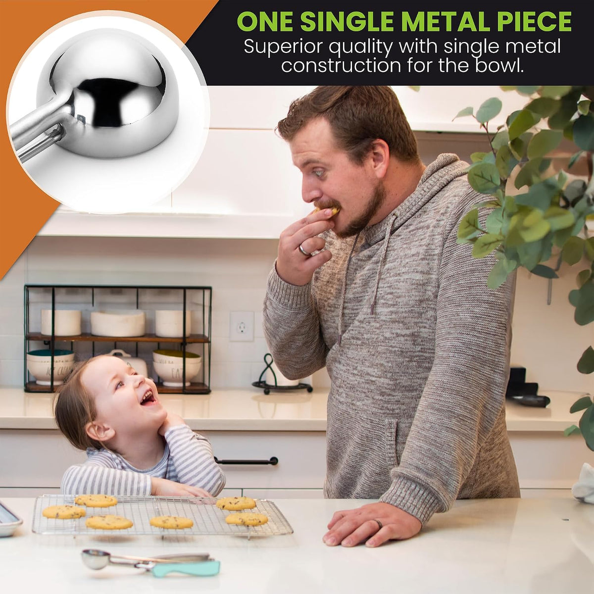 Spring Chef Extra Large Stainless Steel Cookie Scoop, #10, 5.5 Tbsp, Black