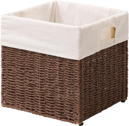 Wicker Storage Basket, Baskets for Organizing, Storage Basket with Built-in Handles, Water Hyacinth Shelves，Wicker Storage Baskets for Shelves, Water Hyacinth Storage Baskets (nature, 4-Pack)
