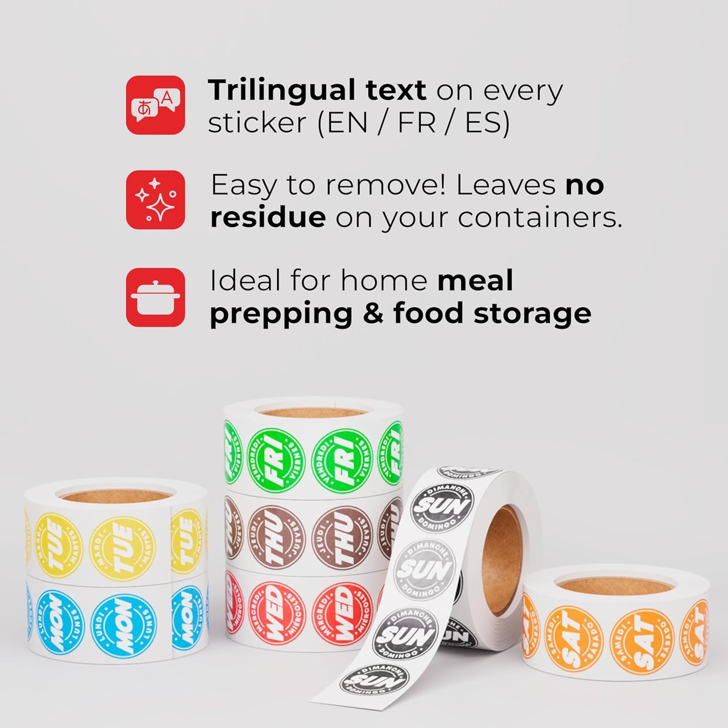 Easy Identification Date Stickers 7,000 Days of the Week Stickers – Sunday 3/4" Days of the Week Food Labels – Day Dots for Food – Restaurant Supplies – Best By Commercial Kitchen Supplies