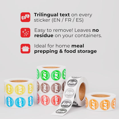 Easy Identification Date Stickers 7,000 Days of the Week Stickers – Sunday 3/4" Days of the Week Food Labels – Day Dots for Food – Restaurant Supplies – Best By Commercial Kitchen Supplies