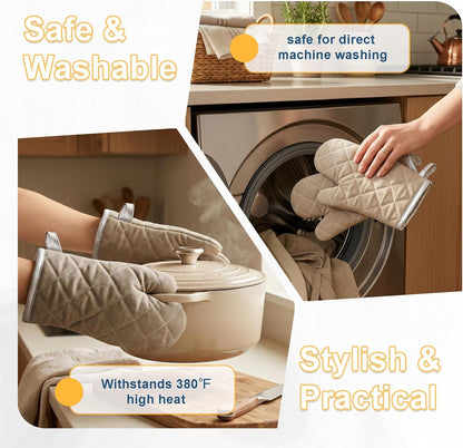 ARCLIBER Grey 13" Quilted Oven Mitts 1 Pair Flame Heat Resistant