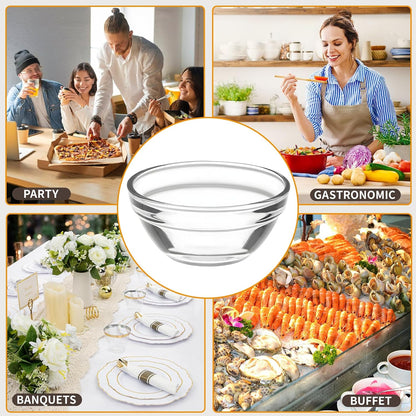 6 Pack Mini 3 Inch Small Glass Bowls with 12 Pack Lids