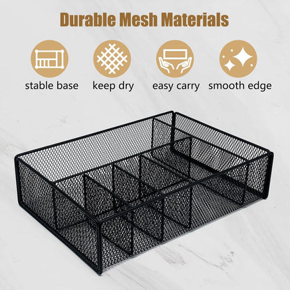 Dysanvica Metal Paper Plate Holder - Utensil Silverware Caddy for Kitchen Counter Cabinet Cutlery Flatware Organizer Storage Dispenser Box for Plastic Spoon Fork Plates Napkins Cup Party Camping White