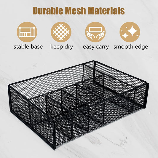 Dysanvica Metal Paper Plate Holder - Utensil Silverware Caddy for Kitchen Counter Cabinet Cutlery Flatware Organizer Storage Dispenser Box for Plastic Spoon Fork Plates Napkins Cup Party Camping White