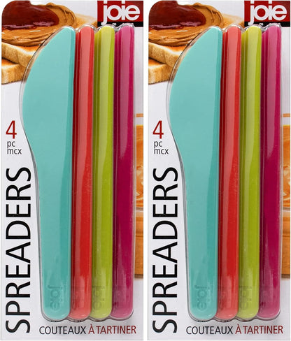 Joie Spreaders Set, Reusable Plastic Knives, 4-Count Assorted Colors