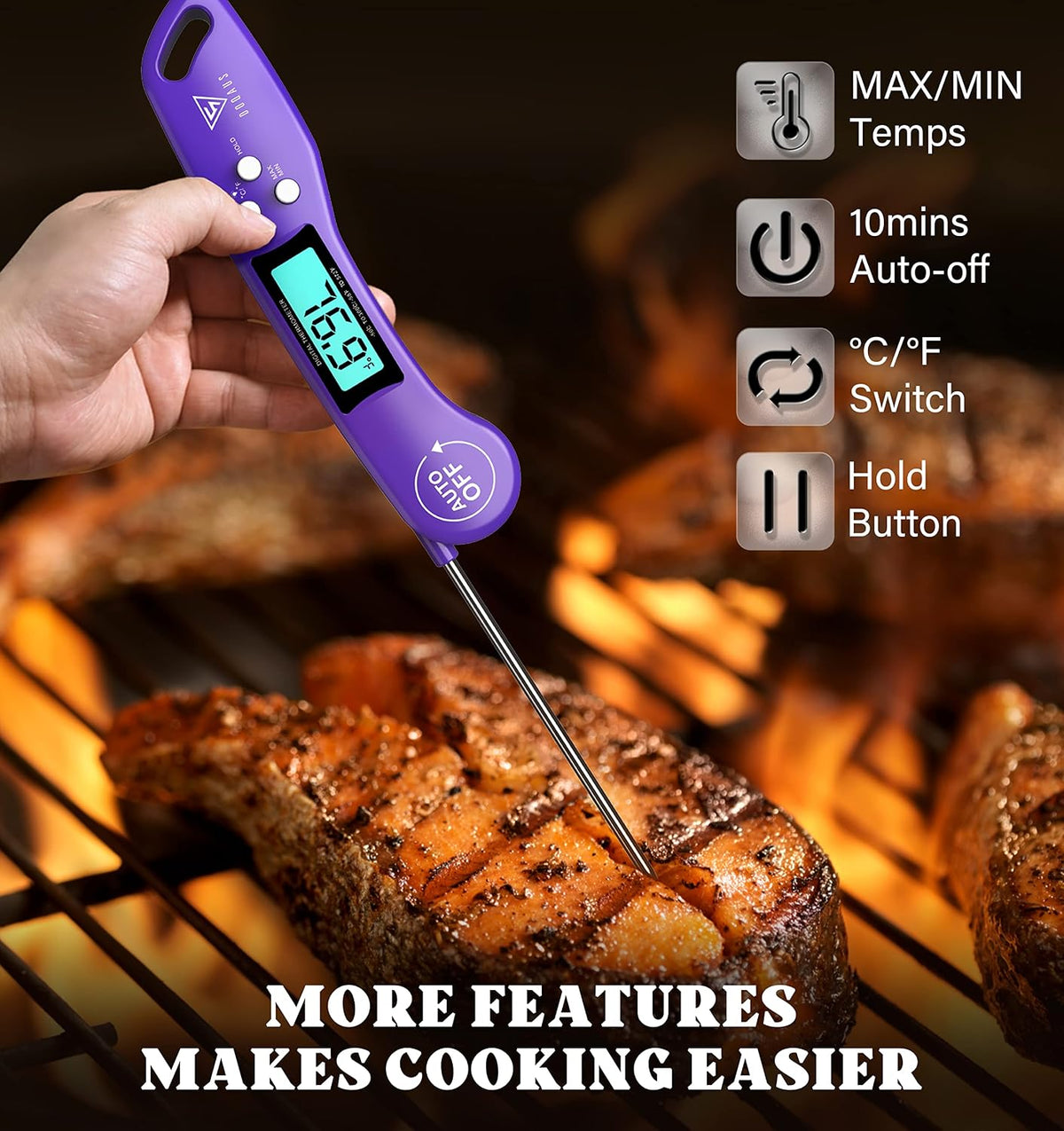 DOQAUS Meat Thermometer Digital – Instant Read Food Thermometer for Cooking