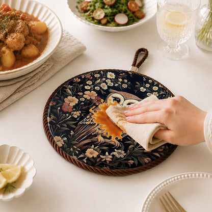 Vintage Owl Flower Ceramic Trivets for Hot Dishes