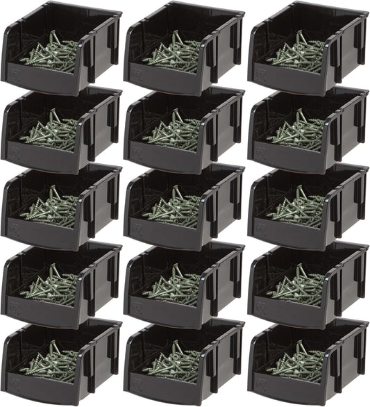 IRIS USA Clear Plastic Stackable Storage Bins, Large- 8 Pack, Open Front Fridge Pantry Kitchen Closet Cabinet Bathroom Organizer Basket for Organizing Snack, Cans, Office Supplies, and Coffee Pods