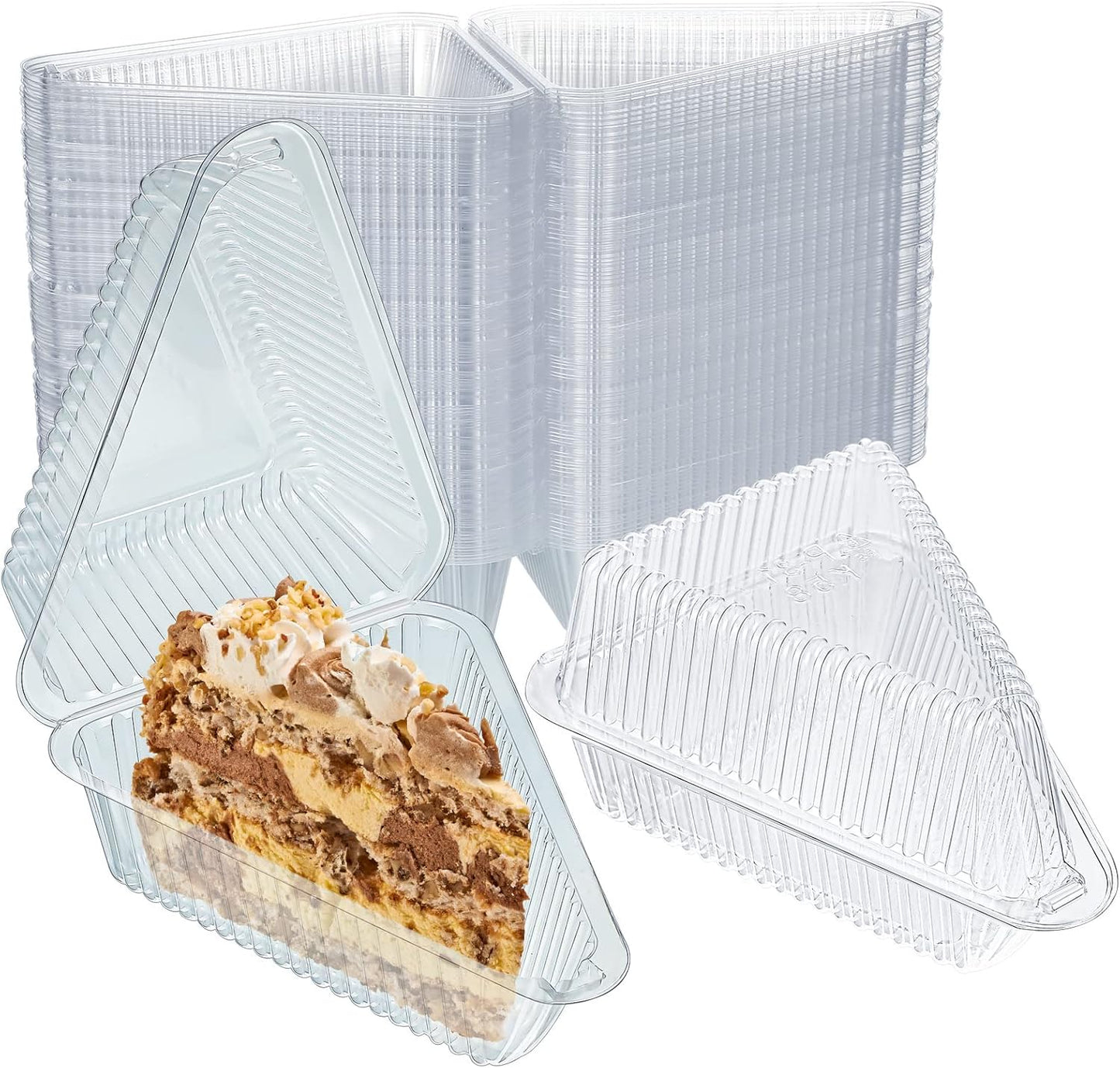 100 Pcs Pie Container with Lid Clear Plastic Medium Dome Hinged Lid Single Slice Container for 6"-8" Diameter Cake or Pie, Dessert, Food Box, Take out Packaging for Home, Bakery and Coffee Business