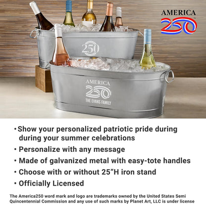 Let's Make Memories Personalized Beverage Tub - Custom Beverage Tub - Customize With Name & initial - Galvanized Drink Tub - 20 ¾"L x 11 ¾"W x 7" H - 5.5 Gallons