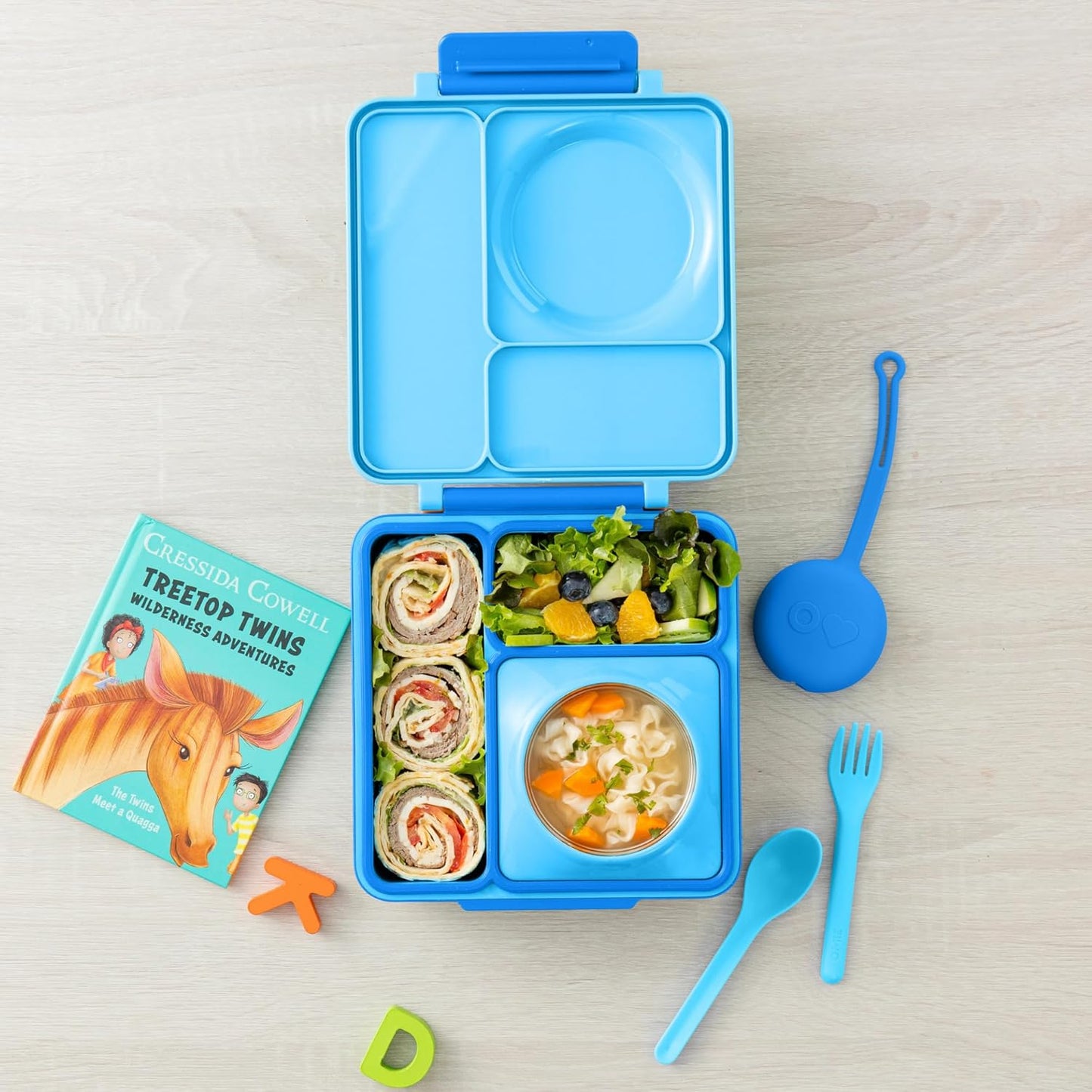 Omie OmieBox Kids Utensils Set with Case - 2 Piece Plastic, Reusable Fork and Spoon Silverware with Pod for Kids (Mint Green)