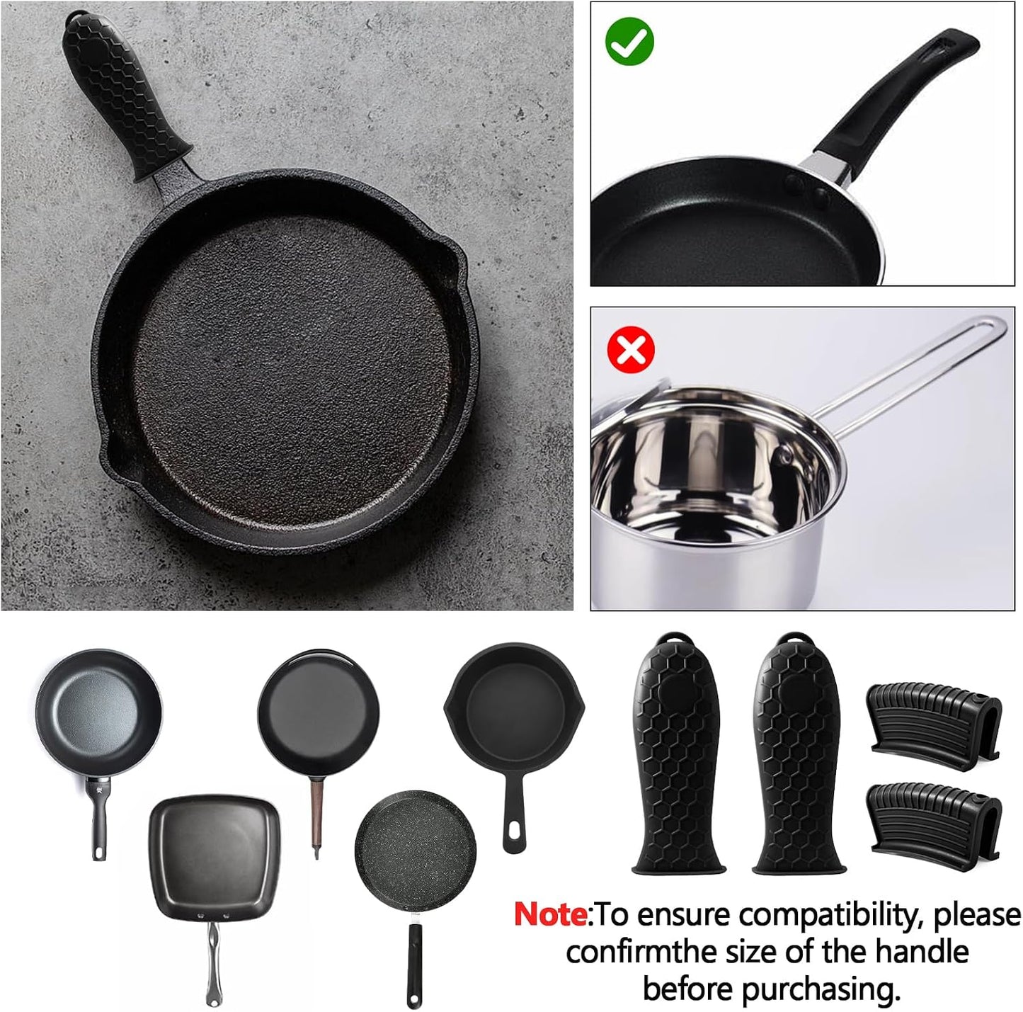 Bonsicoky 4 Pieces Silicone Hot Handle Holder Sleeve Set - Non-Slip, Heat Resistant Covers for Cast Iron Cookware - Perfect for Frying Pans, Casseroles, and Large Pots - Red