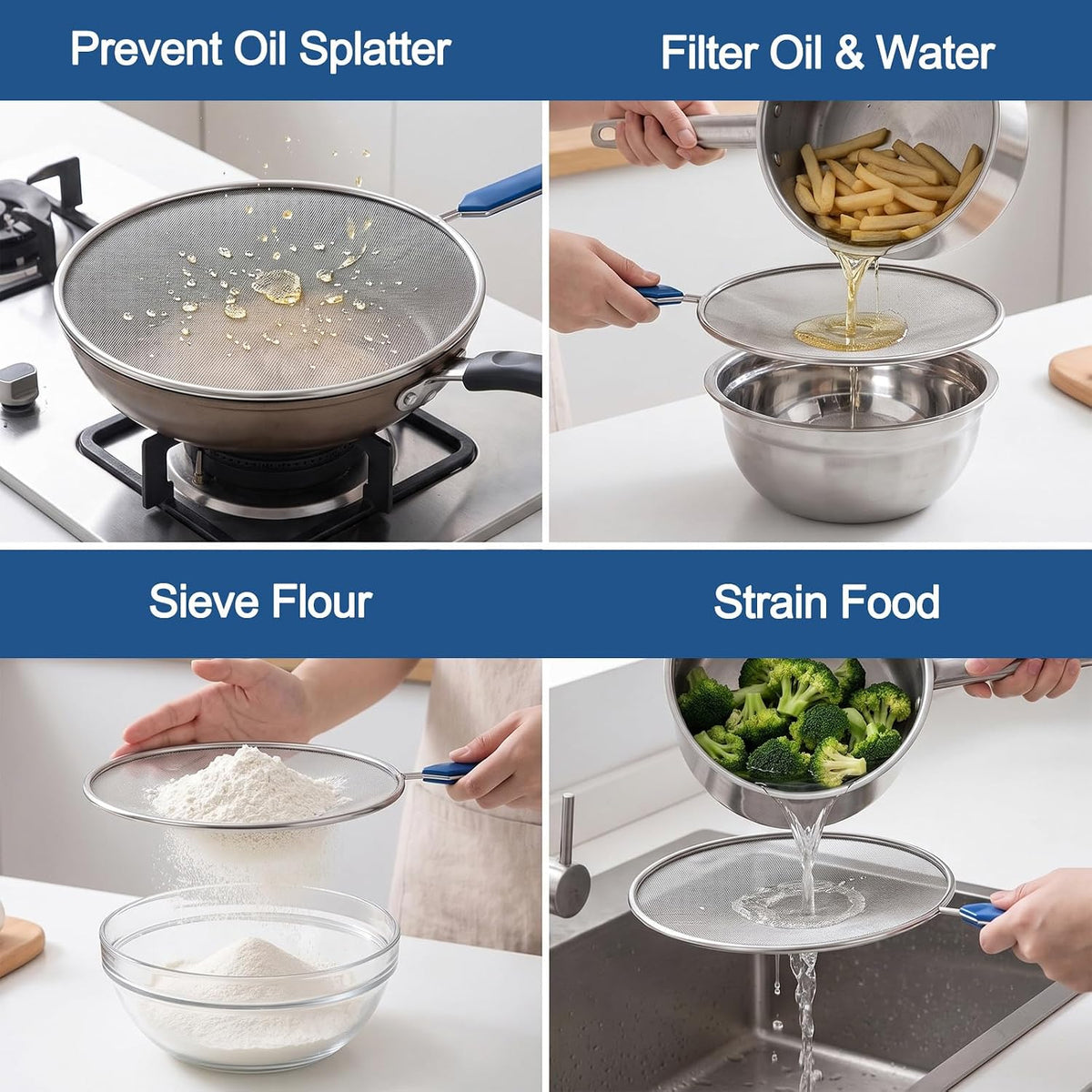 2 Pack Splatter Screen for Frying Pan, 8 InGrease Splatter Screen