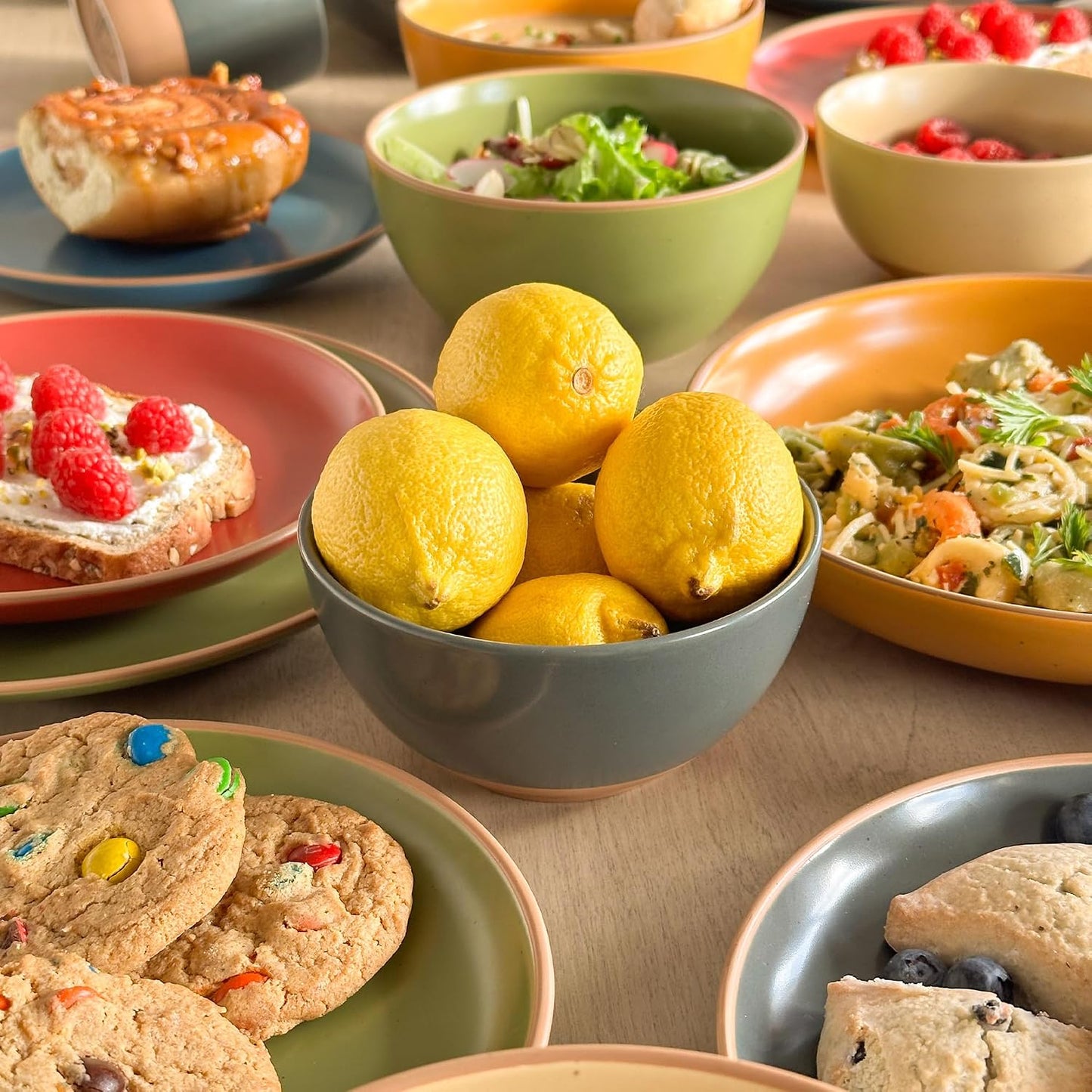 Mora Ceramic Artisan Matte Small Dessert Bowls - 16oz, Set of 6 - Microwave, Oven and Dishwasher Safe, For Rice, Ice Cream, Soup, Snacks, Cereal, Chili, Side Dishes etc - Microwavable Kitchen Bowl