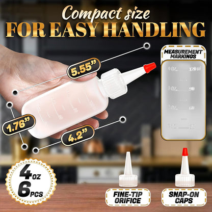 HYQO Small Squeeze Bottles for Sauces, 4 Oz Plastic with Cuttable Tip