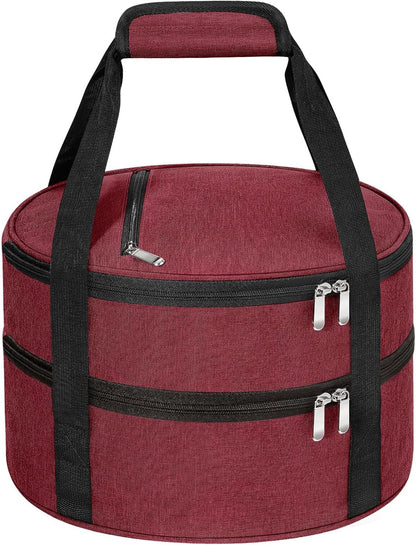 Round Insulated Casserole Carrier – 12" Portable Pie Carrier Bag for Hot or Cold Food, Leakproof Thermal Lunch Tote with Handle for Parties Picnic & Travel - Grey