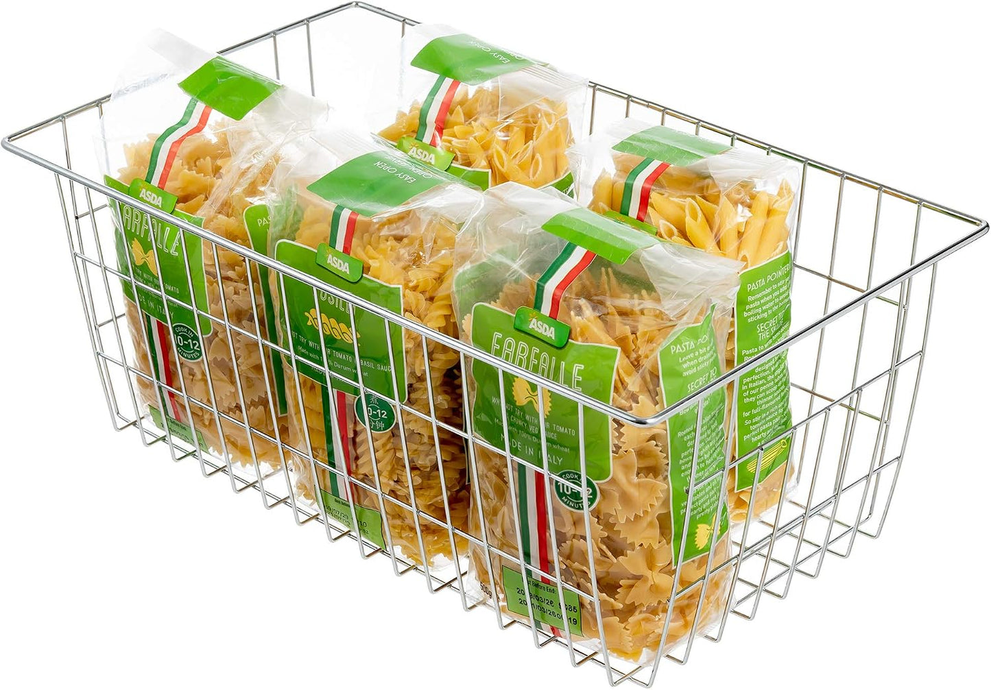 Slideep Wire Baskets Farmhouse Freezer Organizer Storage Bin Basket with Handles, Food Storage for Kitchen Cabinets, Pantry, Closet, Bedroom, Bathroom, Office 3 Pack
