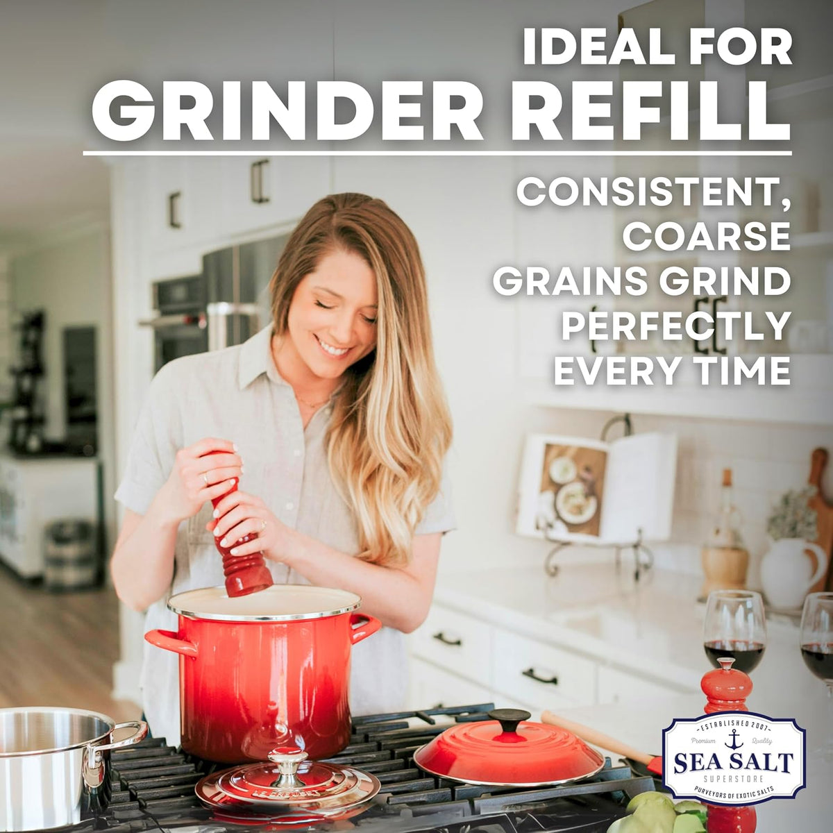 Sea Salt Superstore Coarse Sea Salt for Grinder Refill, Non-Iodized, 14 oz